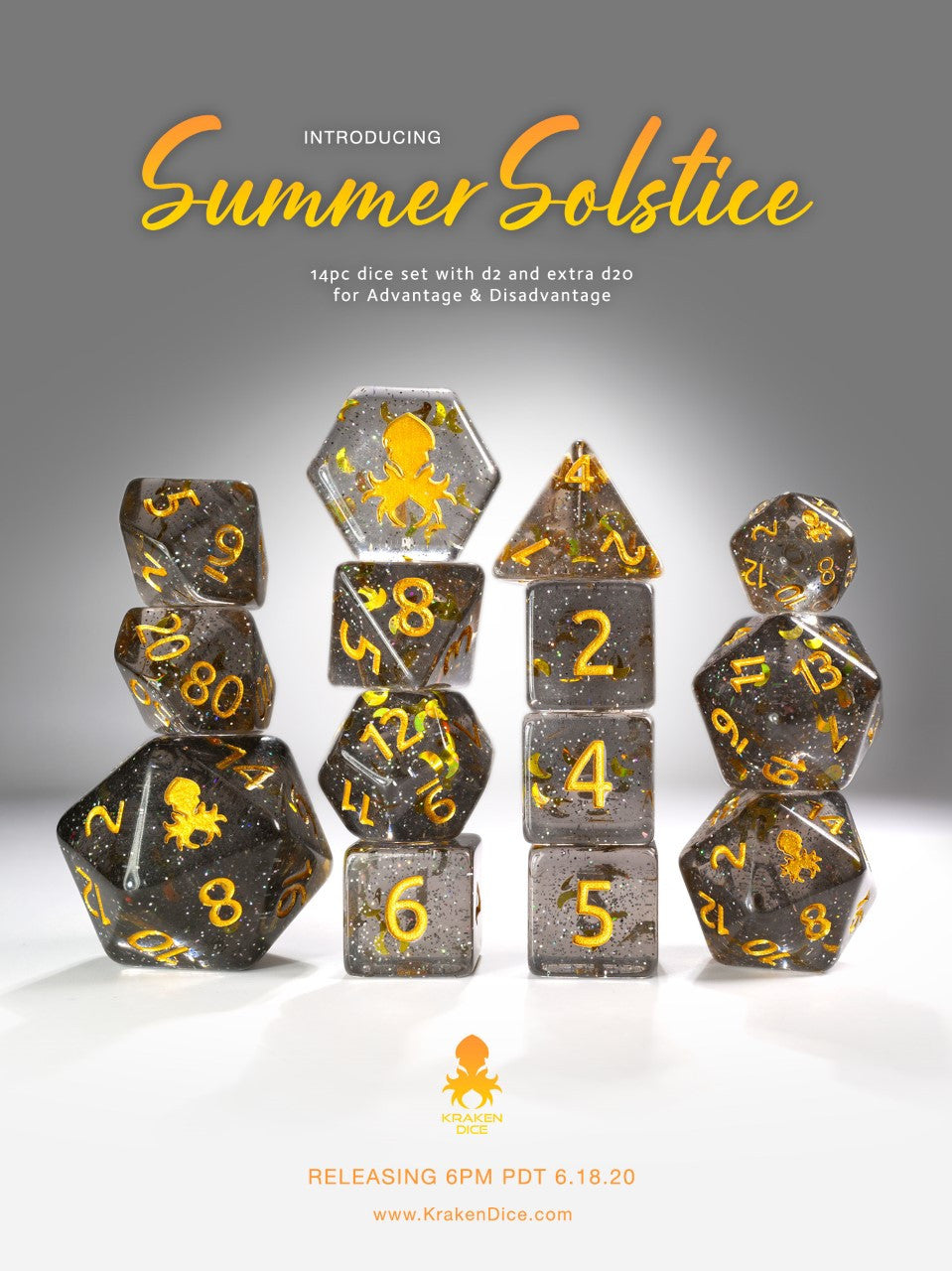 Summer Solstice 14pc Gold Ink Dice Set